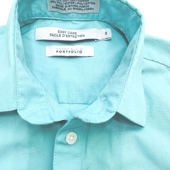 Perry Ellis Aqua Haze Button-Down Dress Shirt - Picture 3 of 5